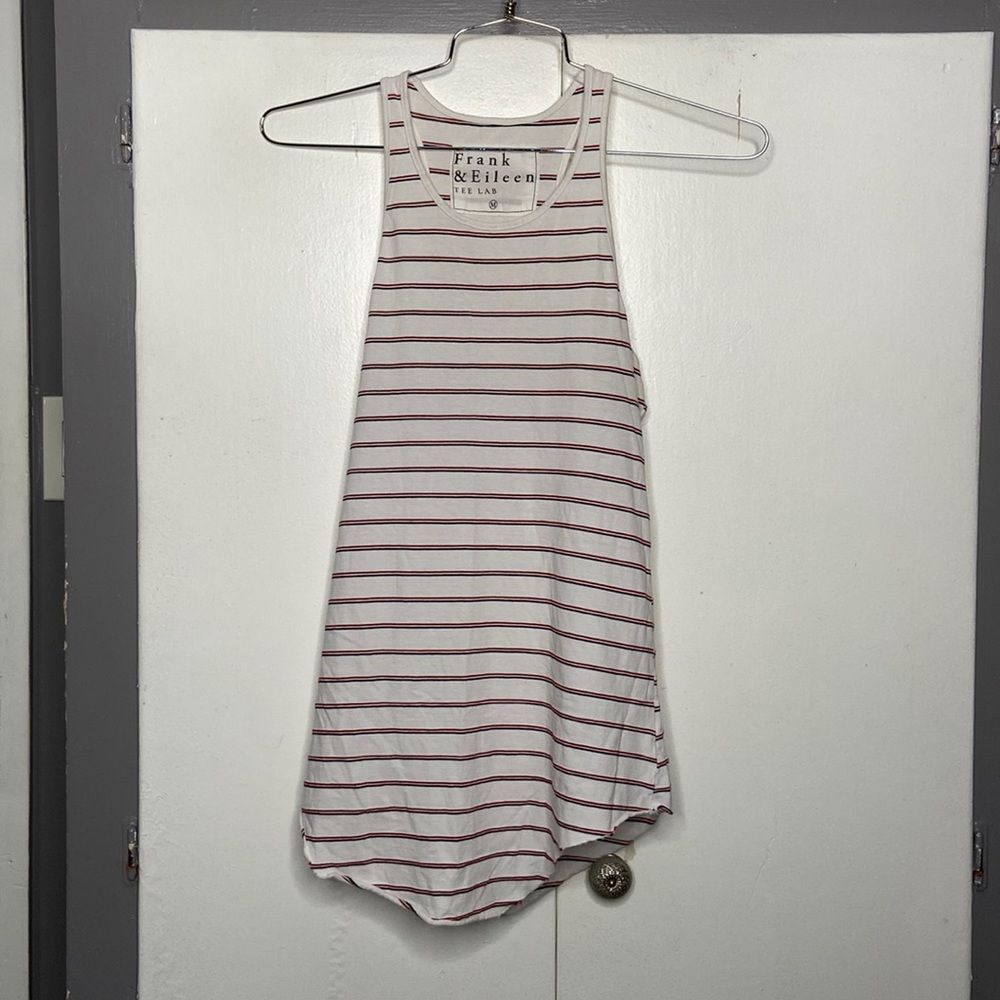 FRANK & EILEEN Womens Tank Top Tee size medium Racerback stripes red white blue